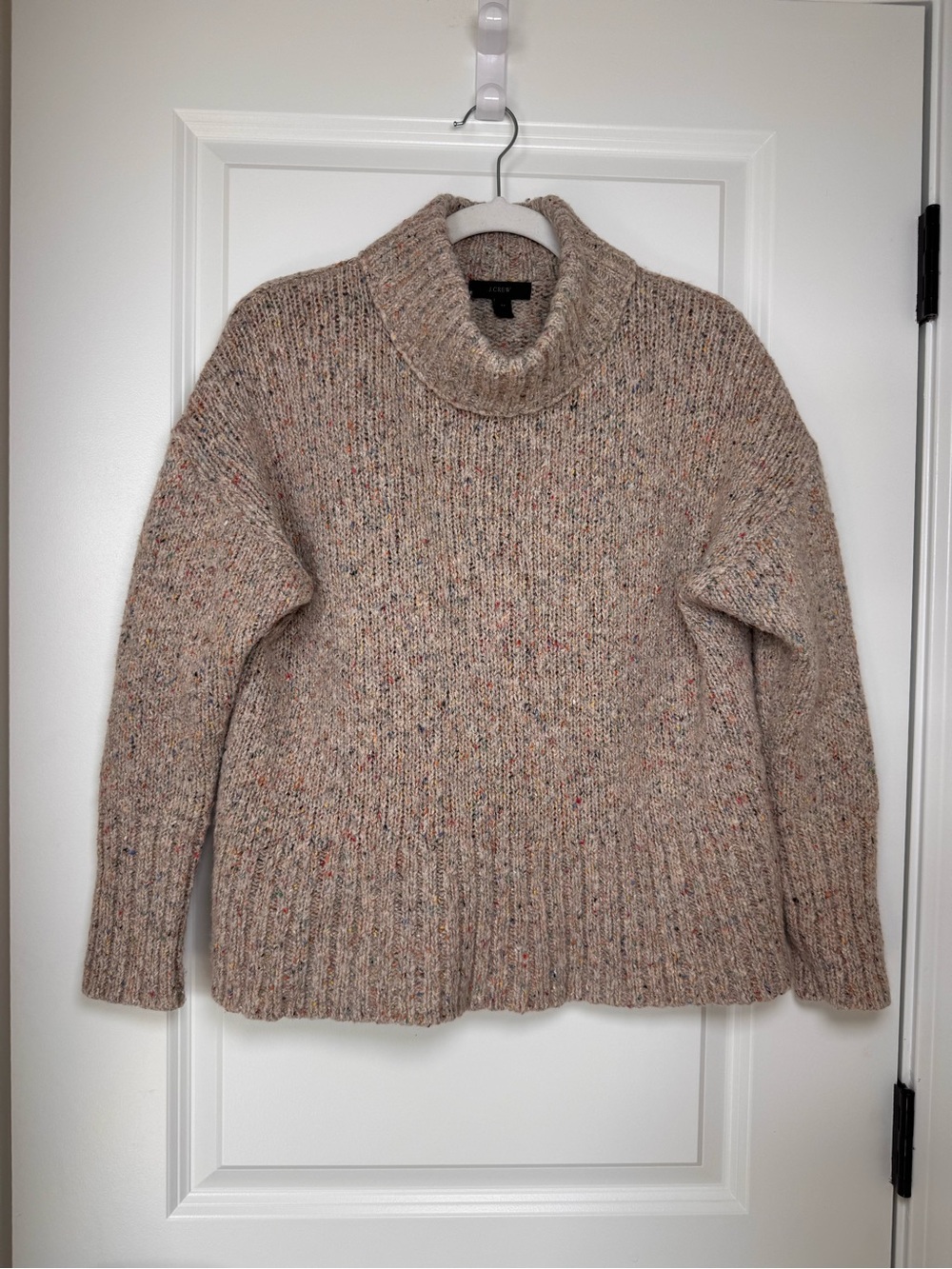 J. Crew Neutral Speckled Knit Turtleneck Sweater